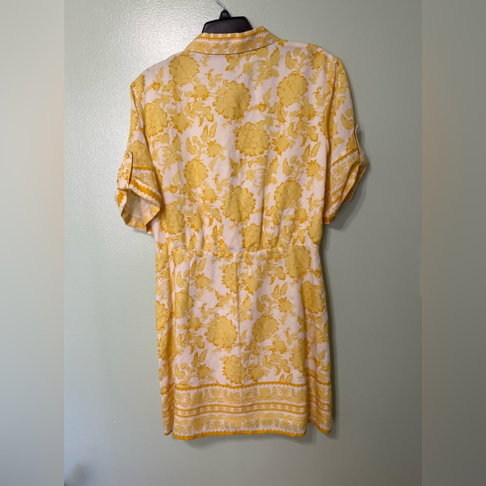 Alex Marie New Yellow Floral Mini Dress Size14 Ramie/Viscose - Picture 3 of 10
